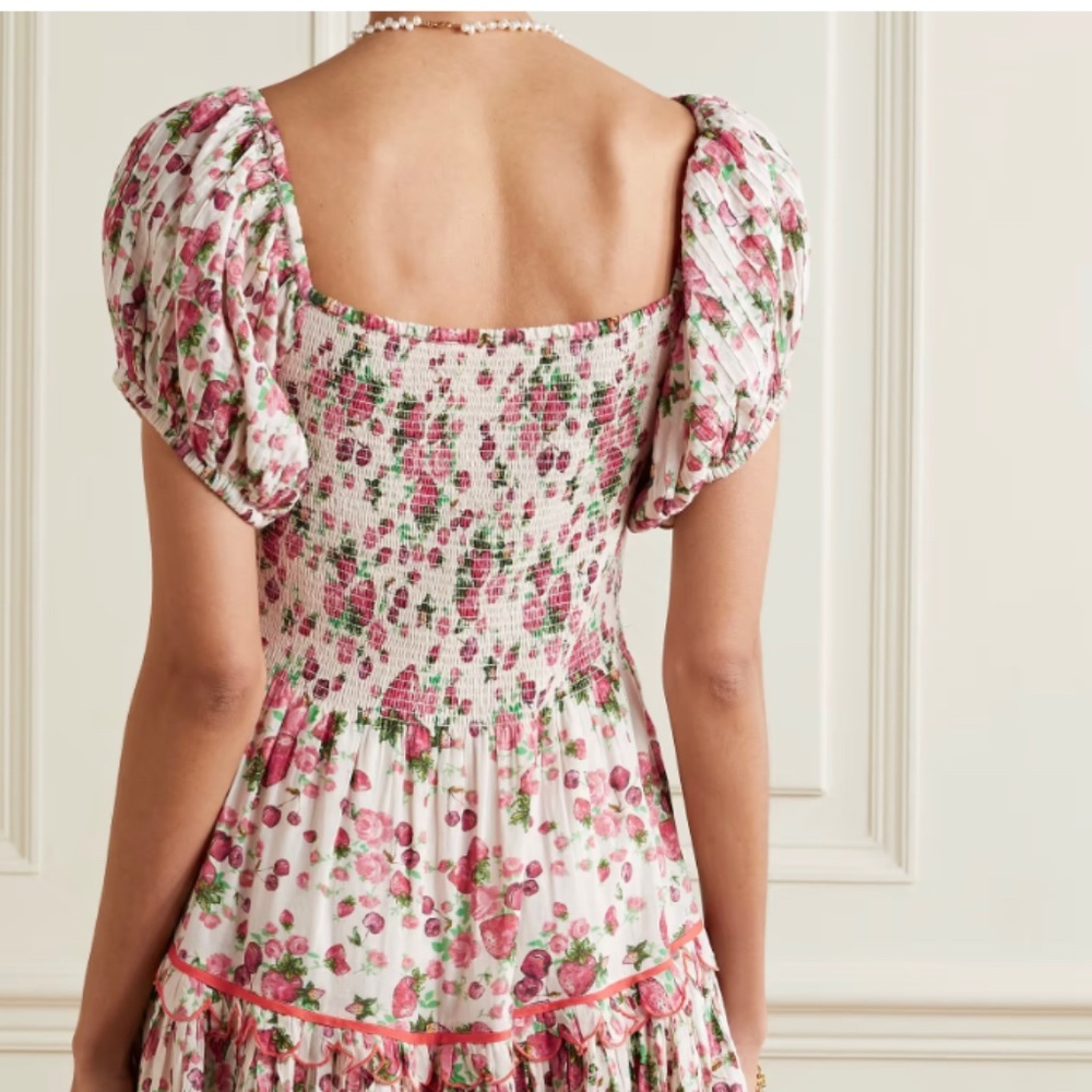 Loveshack Fancy Masie Shirred midi dress